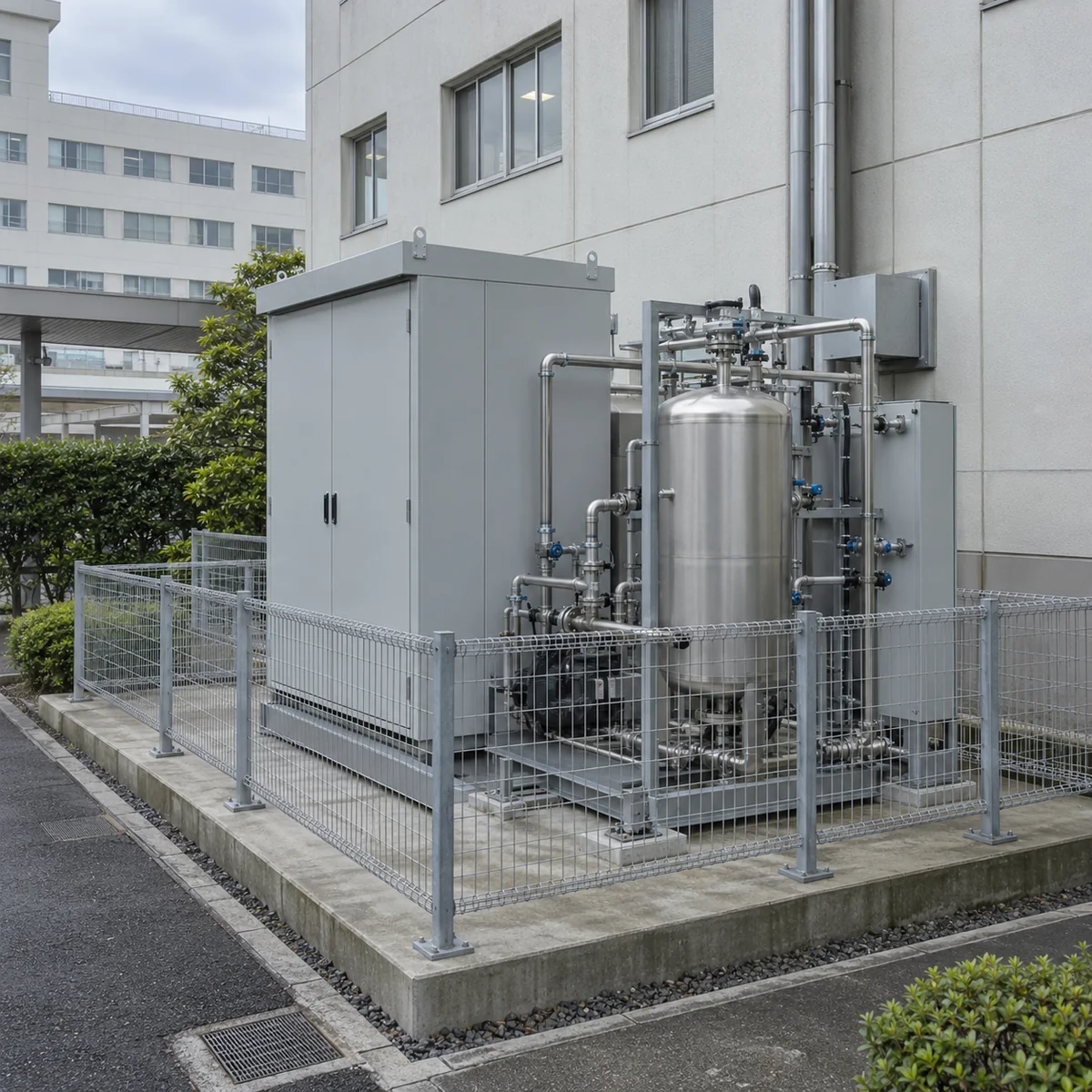 施設の敷地に設置した屋外型の浄水処理ユニット