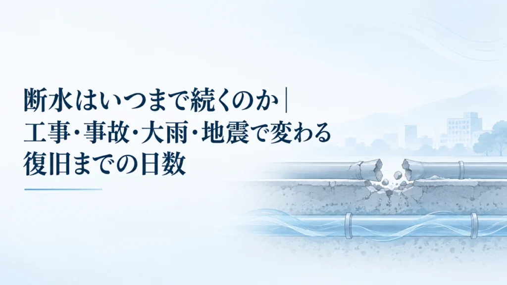 断水はいつまで続くのか｜工事・事故・大雨・地震で変わる復旧までの日数