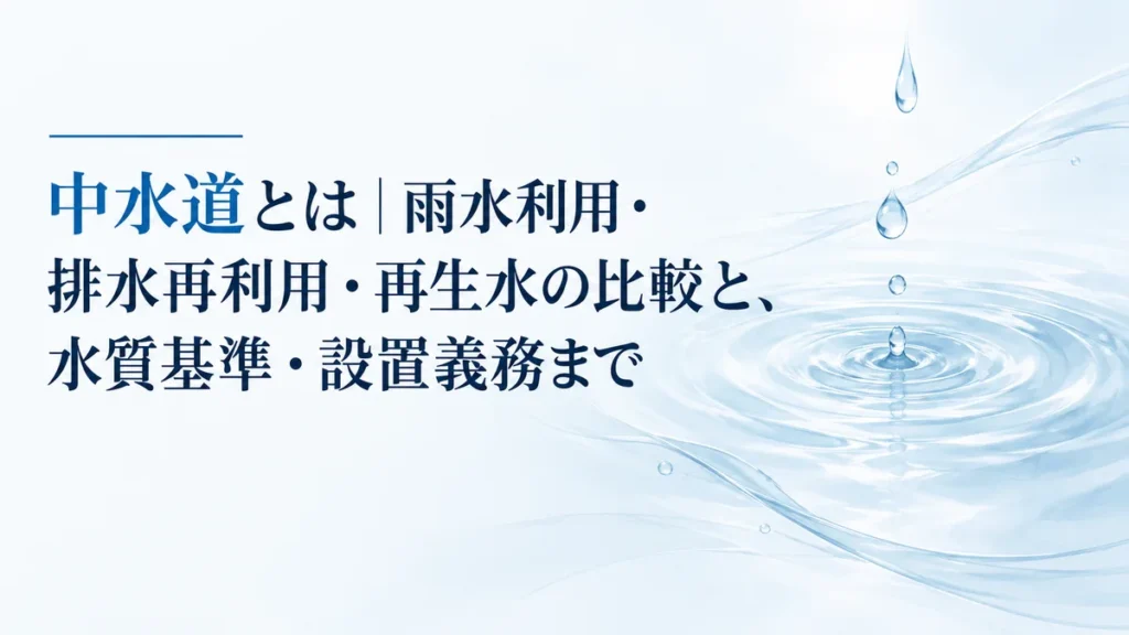 中水道とは｜雨水利用・排水再利用・再生水の比較と、水質基準・設置義務まで