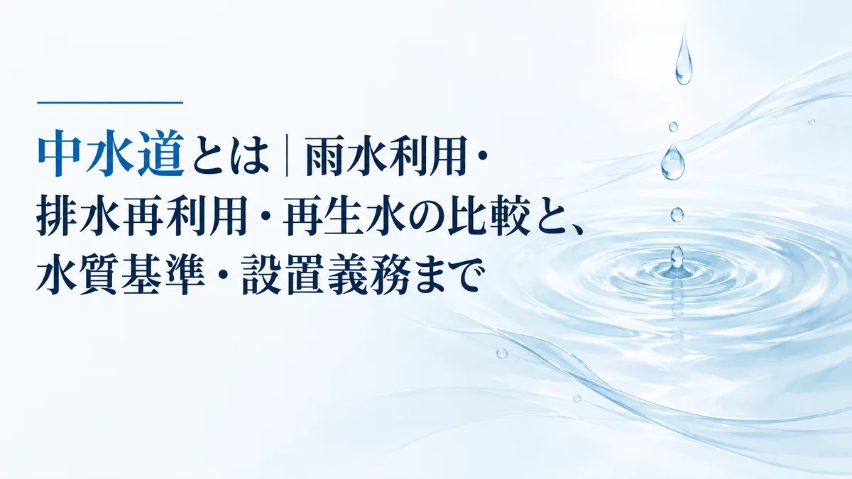 中水道とは|雨水利用・排水再利用・再生水の比較と、水質基準・設置義務まで
