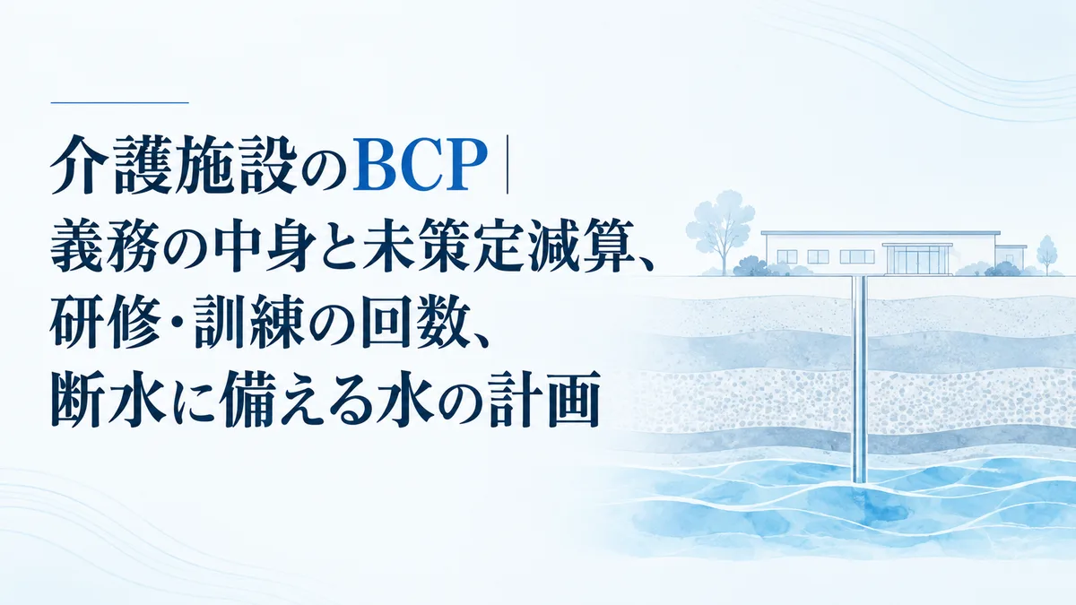 介護施設のBCP｜義務の中身と未策定減算、研修・訓練の回数、断水に備える水の計画