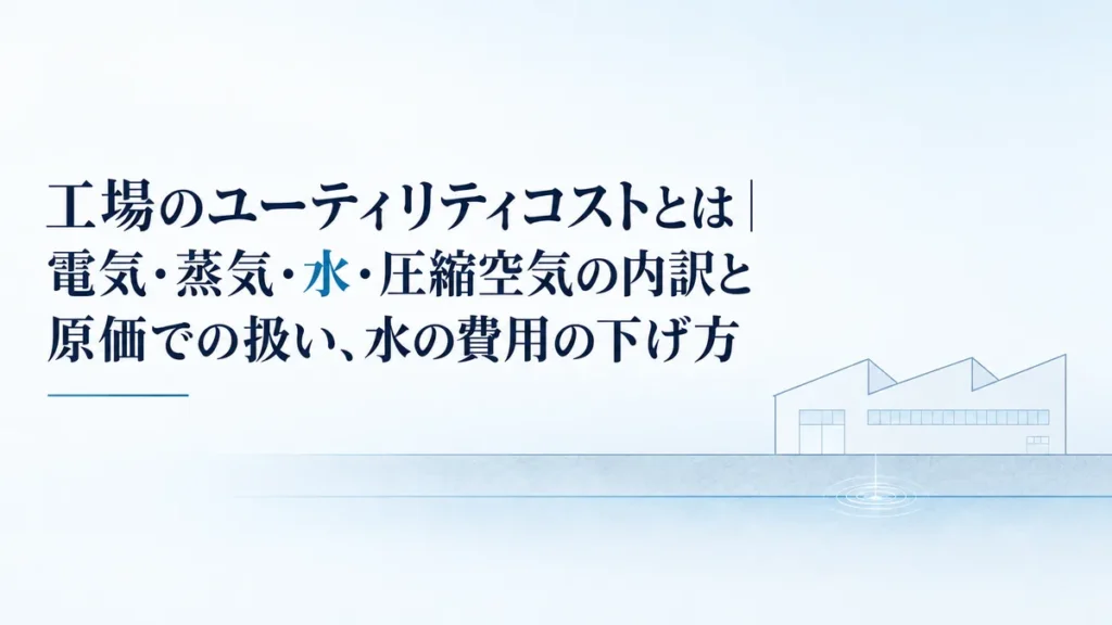 工場のユーティリティコストとは｜電気・蒸気・水・圧縮空気の内訳と原価での扱い、水の費用の下げ方