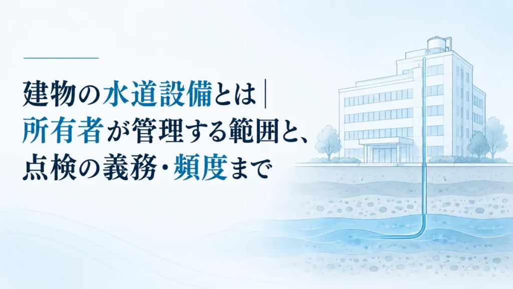 建物の水道設備とは｜所有者が管理する範囲と、点検の義務・頻度まで