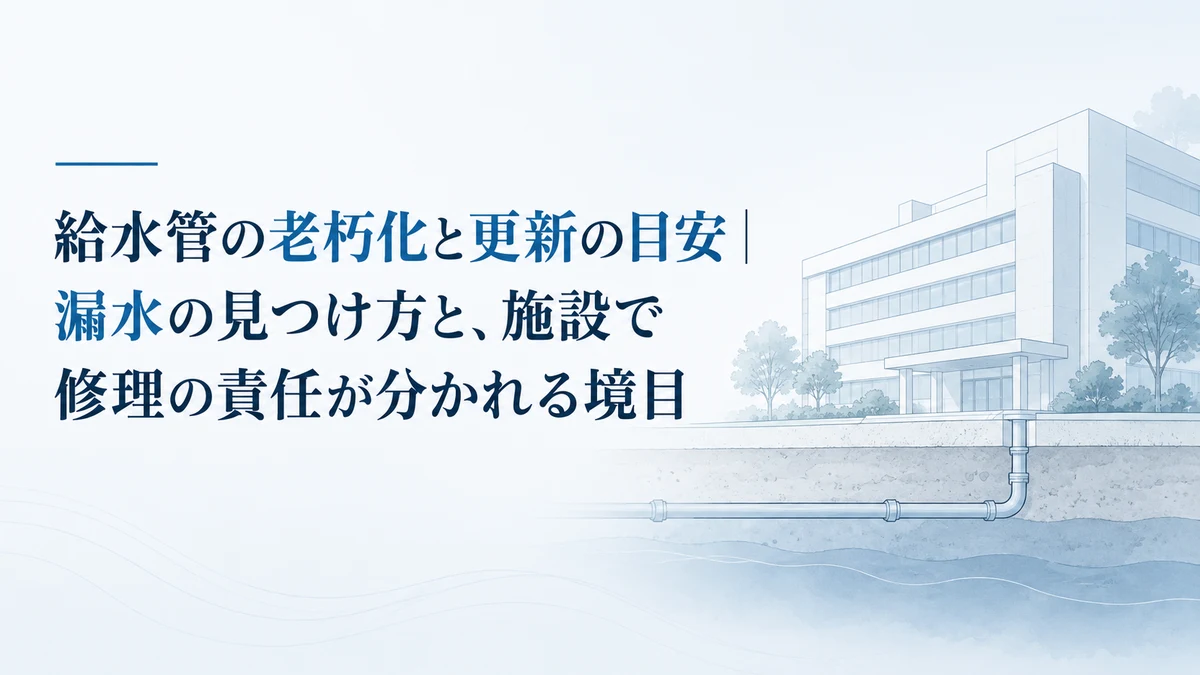 給水管の老朽化と更新の目安｜漏水の見つけ方と、施設で修理の責任が分かれる境目
