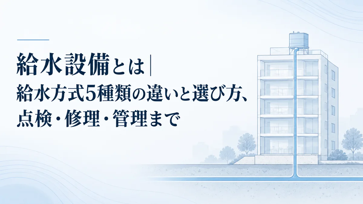 給水設備とは|給水方式5種類の違いと選び方、点検・修理・管理まで