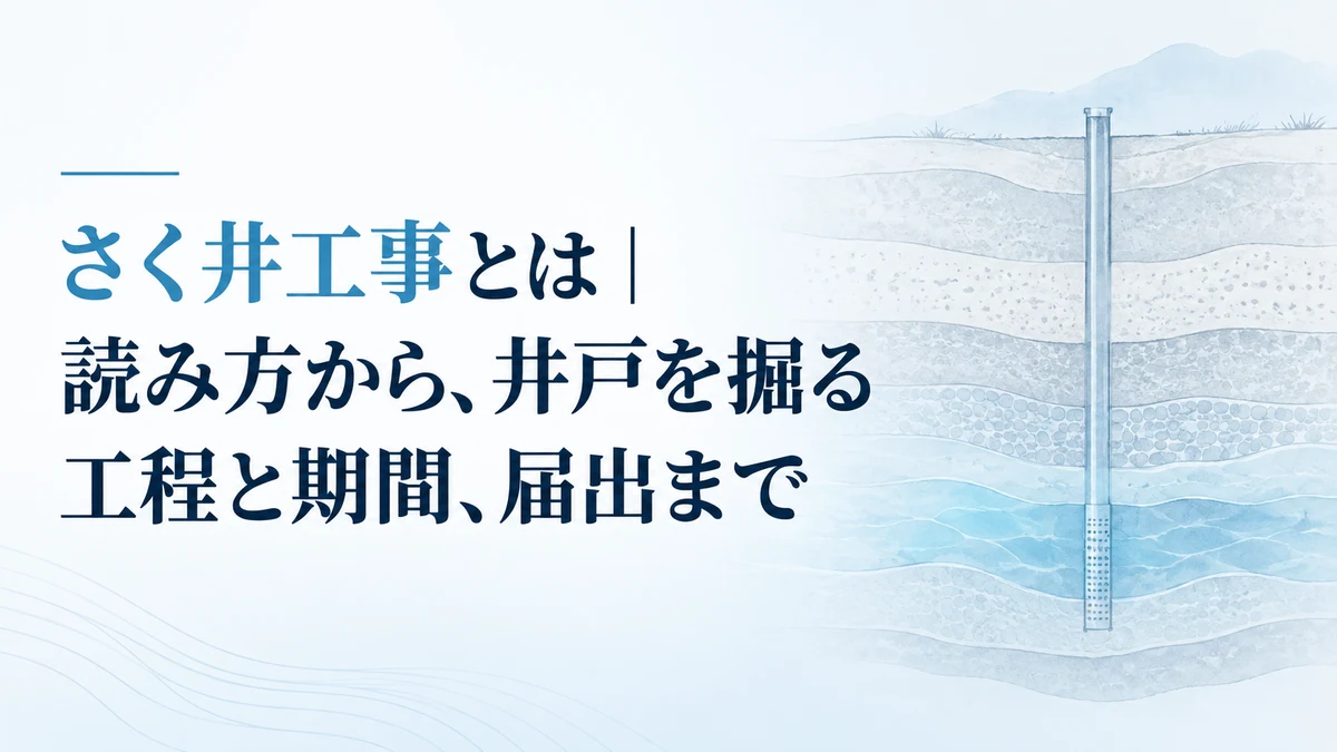 さく井工事とは|読み方から、井戸を掘る工程と期間、届出まで